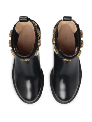 leather ankle boot with belt gucci