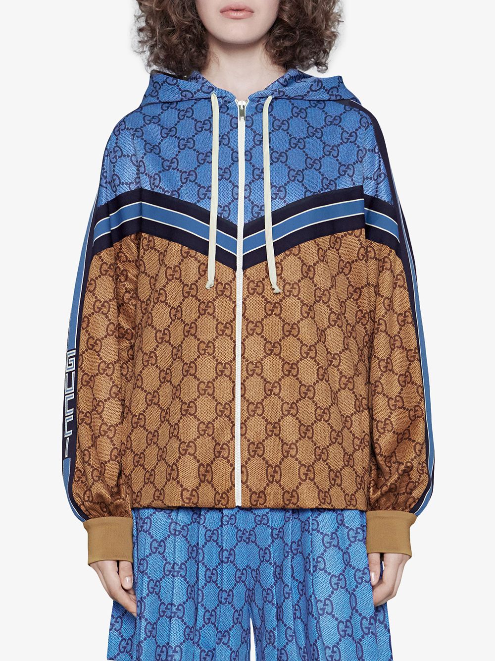 Shop blue Gucci GG technical jersey jacket with Express Delivery - Farfetch