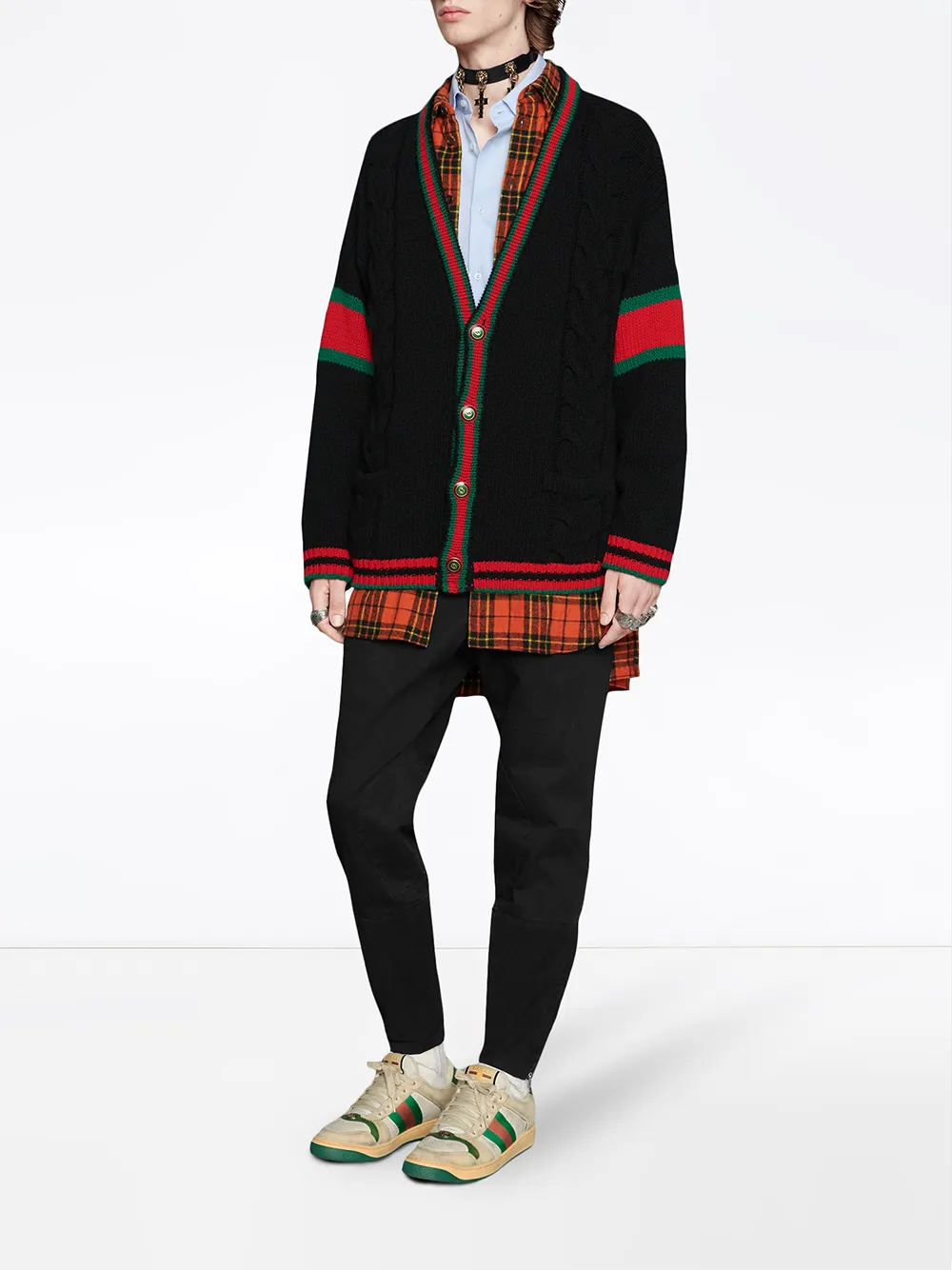 Gucci oversized gebreid kabelvest - Zwart