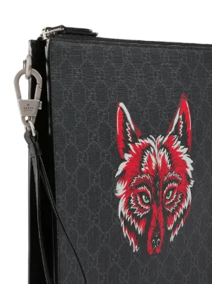 Womens Fashion Coin Purse Running Wolf Canvas Makeup Bag With Zipper For Women