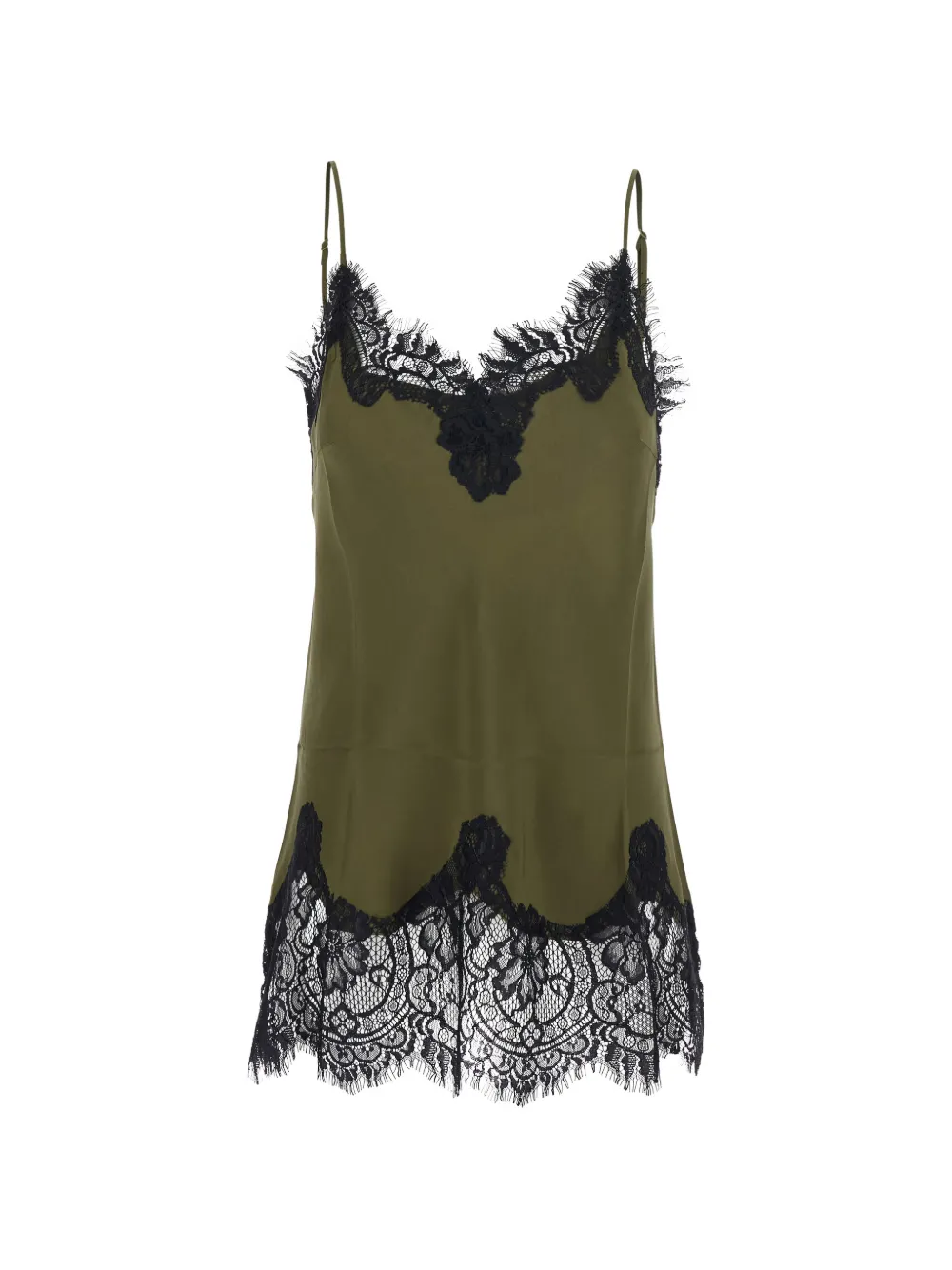 Gold Hawk lace-trim silk top