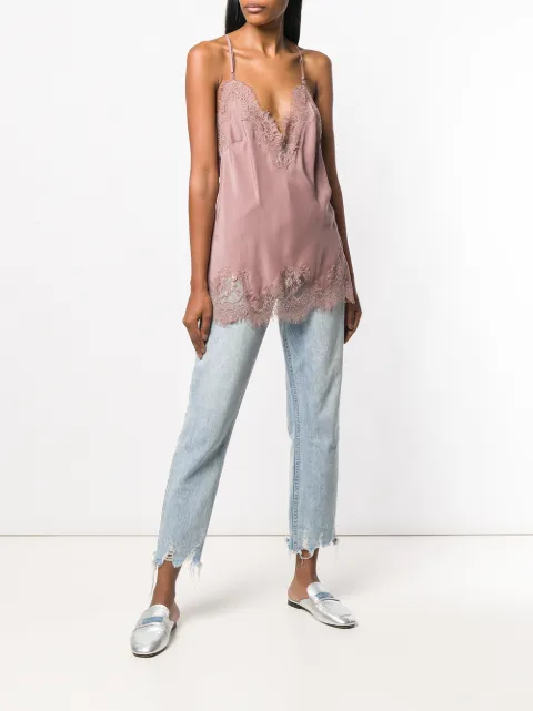 Gold Hawk Longline Lace Cami In Pink