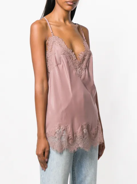 Gold Hawk Longline Lace Cami In Pink
