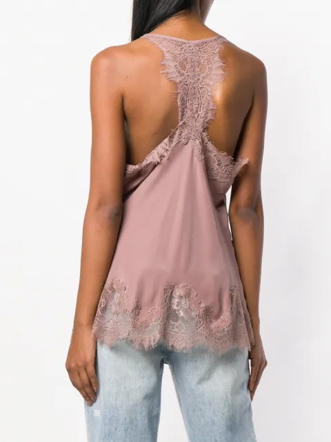 Gold Hawk Longline Lace Cami In Pink