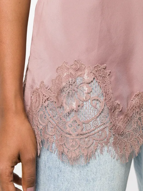 Gold Hawk Longline Lace Cami In Pink