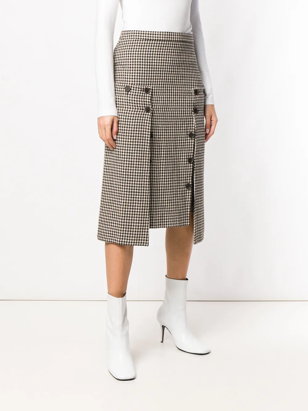 Rokh herringbone midi skirt