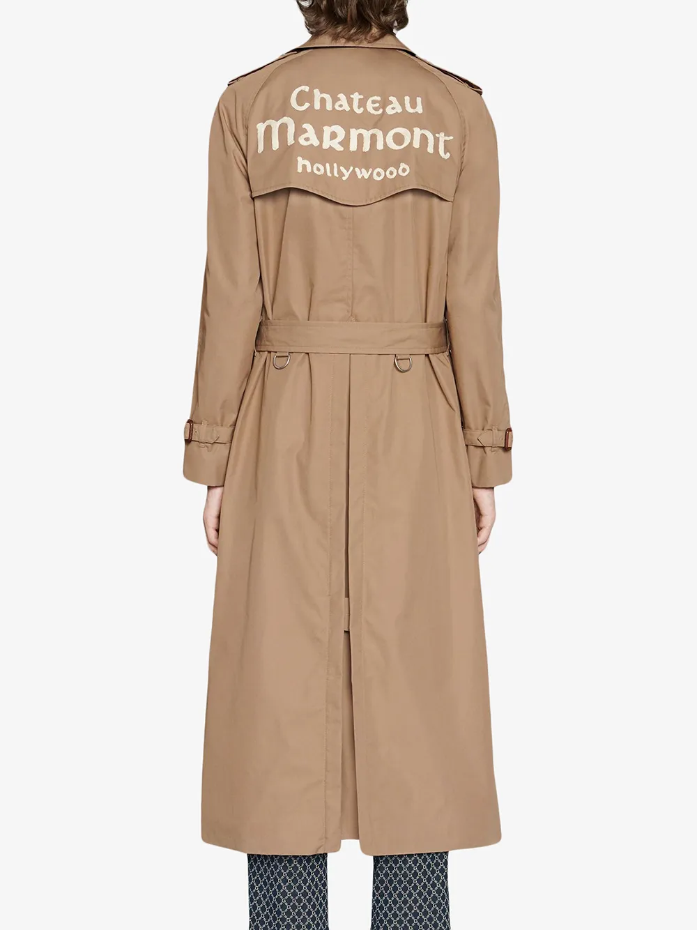 Gucci Gabardine Trench Coat With Chateau Marmont Print Farfetch