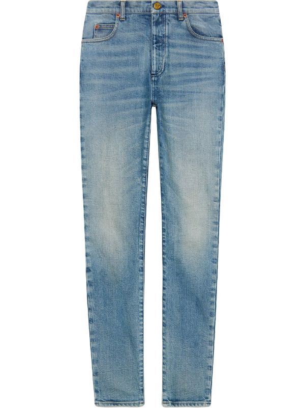 Shop blue Gucci Denim skinny pant with 