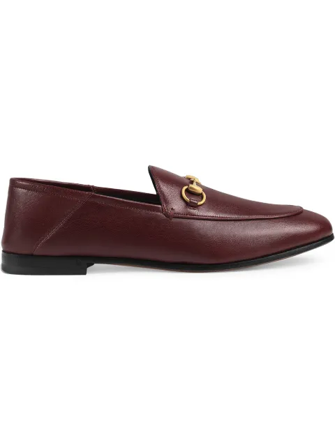 Click to view more detailed imagery on our partner's website Gucci Brixton Horsebit-Detailed Leather Collapsible-Heel Loafers In Red