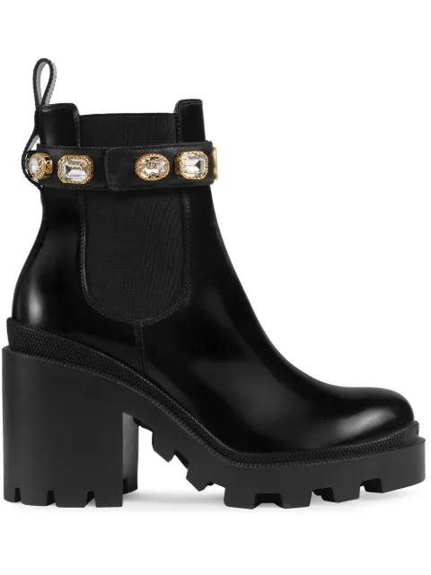 gucci leather ankle boot with belt used