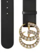 Gucci Leather belt with crystal Double G buckle