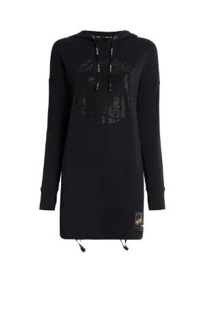 Crystal embellished hoodie dress 