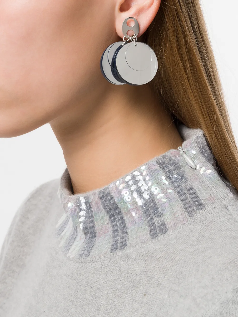 Rabanne paillette earrings - Zilver