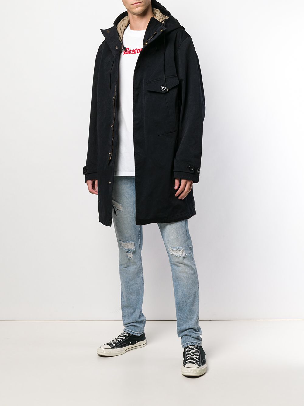 Ten C hooded parka coat - Blauw