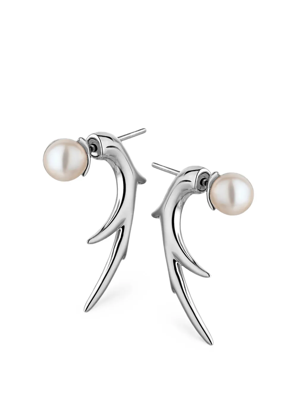Shaun Leane sterling silver Cherry Blossom pearl Talon earrings