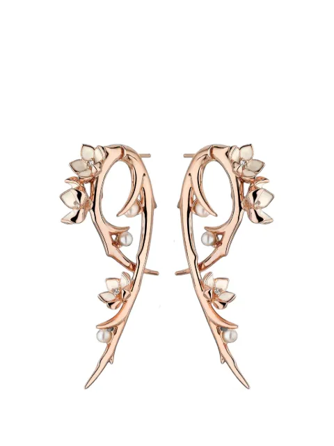 Shaun Leane Cherry Blossom Hook diamond and pearl earrings