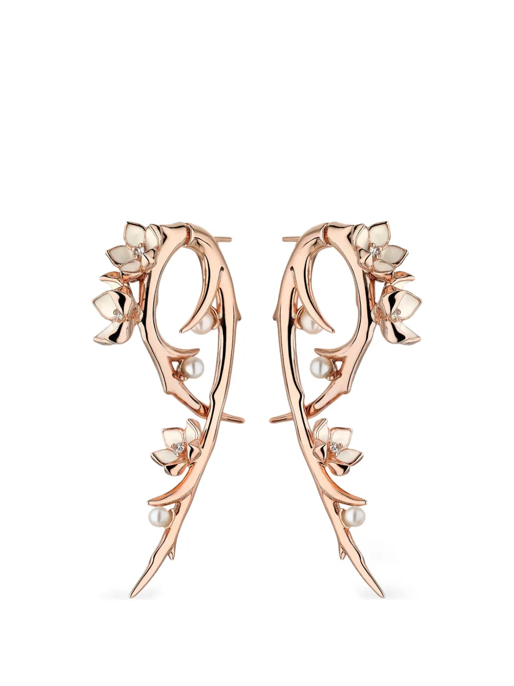 Shaun Leane Cherry Blossom Hook diamond and pearl earrings · OS