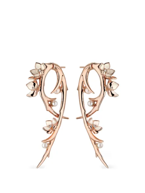 Shaun Leane Cherry Blossom Hook diamond and pearl earrings