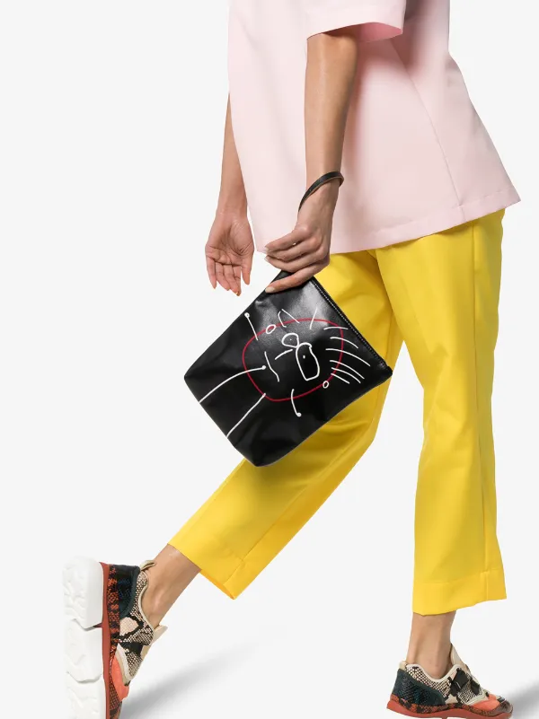 Plan C Black Sketch Painted Leather Clutch Bag 234
