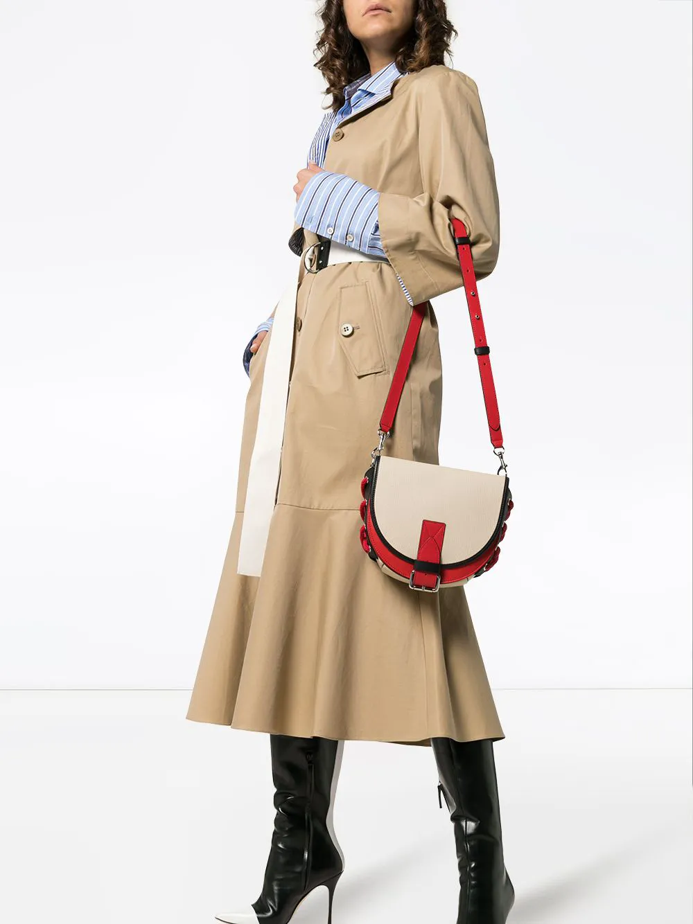 JW Anderson kleine beige Bike crossbodytas van leer en canvas