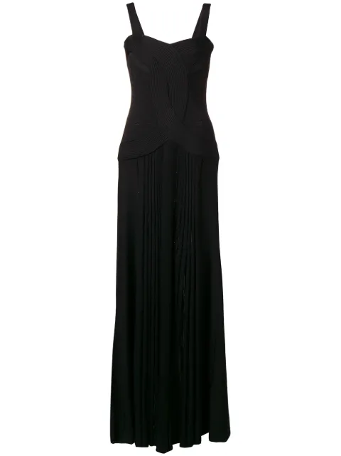 Roberto Cavalli Crossover Knit Bodice Gown In Black