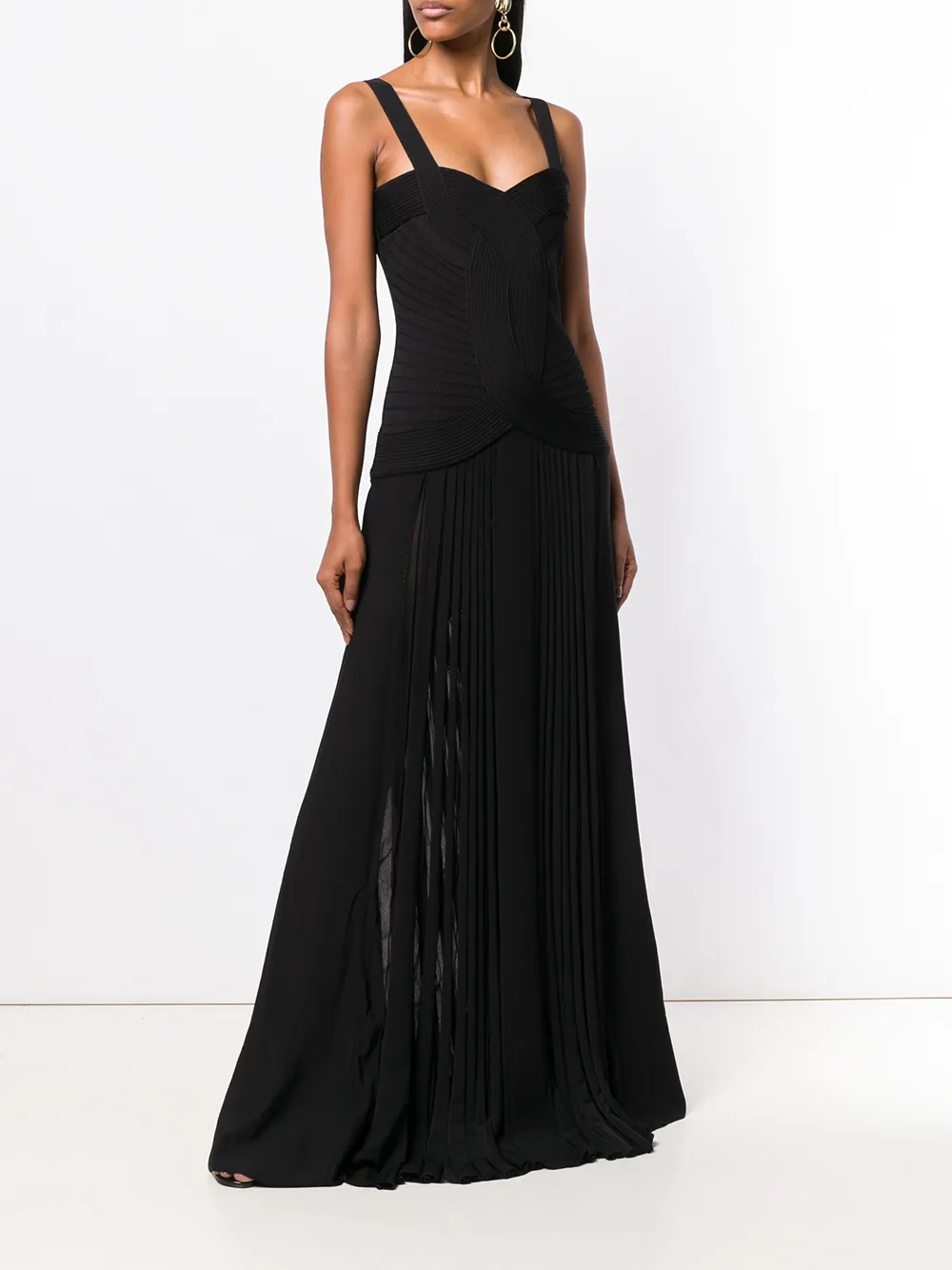 Roberto Cavalli long crossover gown Zwart