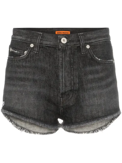 Heron Preston distressed hem denim shorts