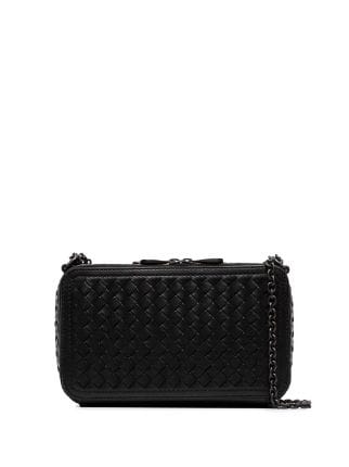 bottega veneta black woven leather bag