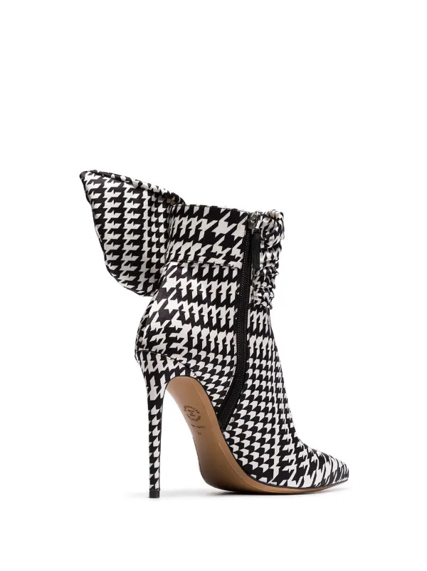 houndstooth boots black white