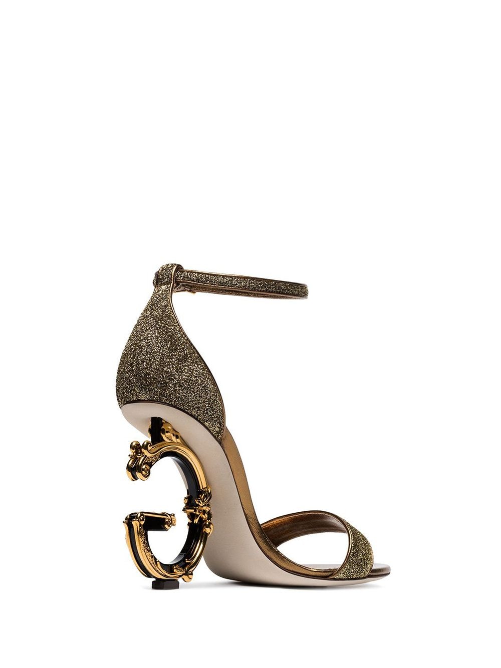 фото Dolce & Gabbana босоножки с металлическим отблеском на каблуке в форме логотипа