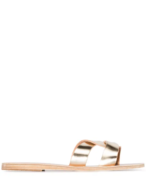 Ancient Greek Sandals صندل جلد 'غولد ديسموس' بتصميم متقاطع