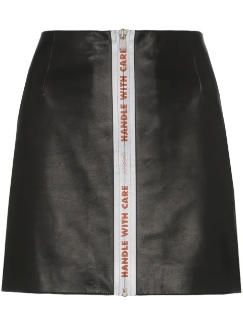 Heron Preston Reflective tape leather mini skirt