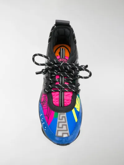 versace black and multicolor chain reaction sneakers