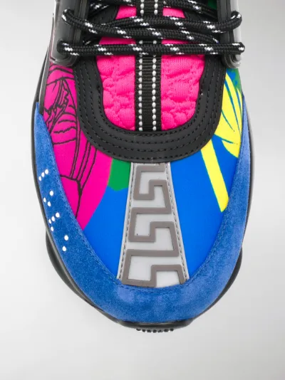 versace black and multicolor chain reaction sneakers