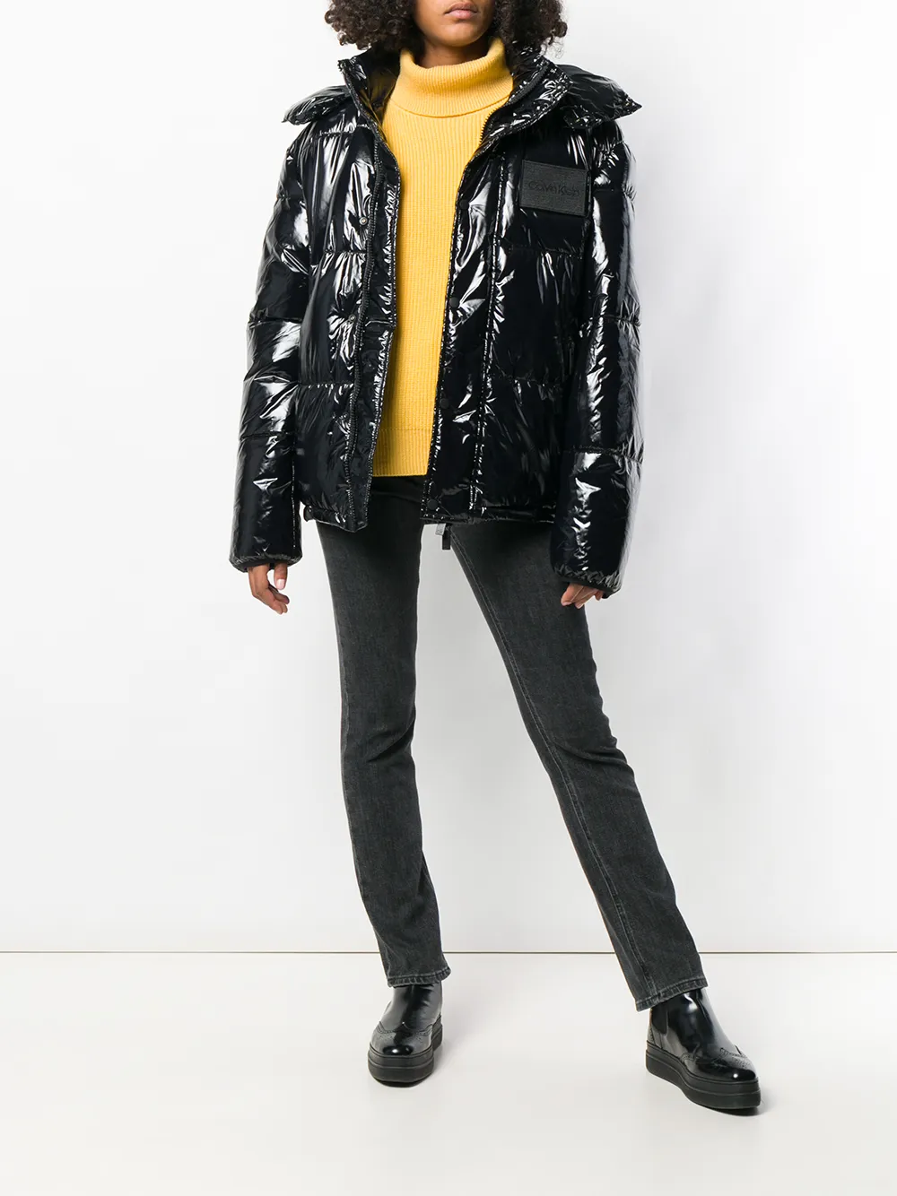 calvin klein glossy puffer jacket