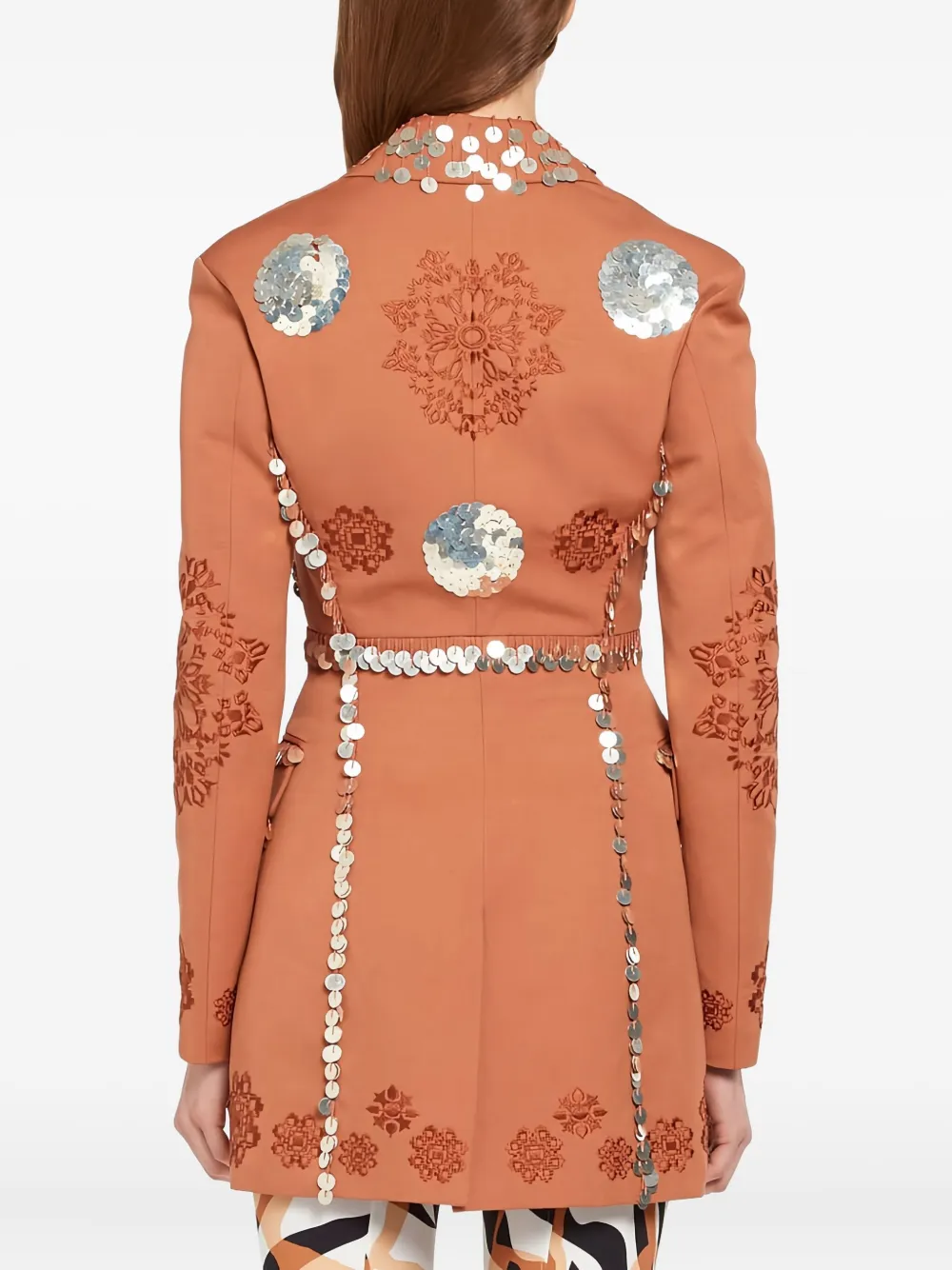 Roberto Cavalli colbertje met geborduurde pailletten Bruin