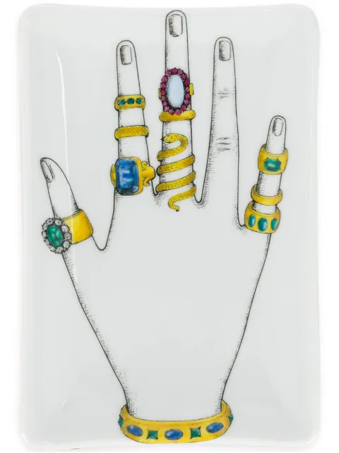 Fornasetti cenicero con motivo de mano con anillos