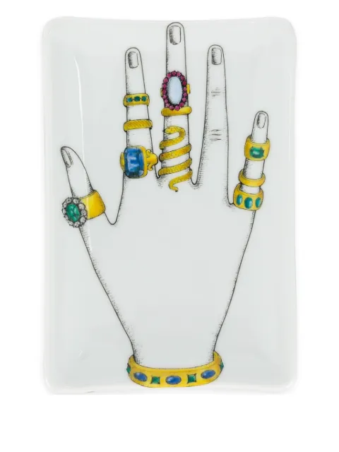 Fornasetti cenicero con motivo de mano con anillos