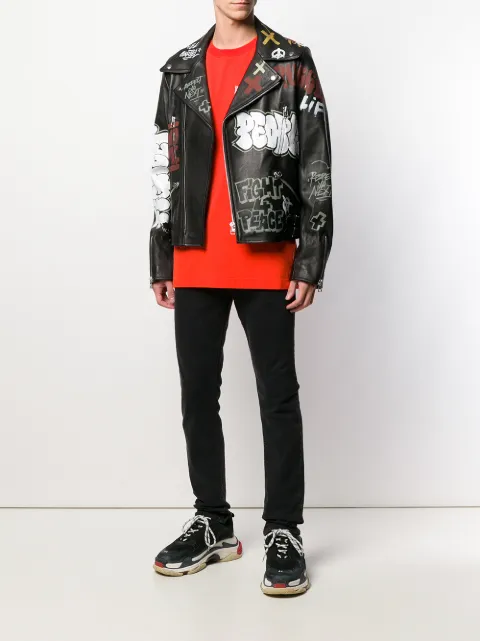 FAITH CONNEXION FAITH CONNEXION X PISCO LOGIK GRAFFITI BIKER JACKET