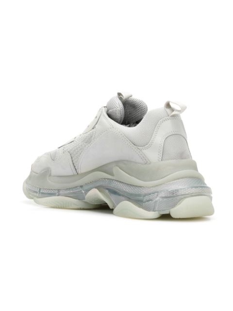 balenciaga grey triple s clear sole sneakers