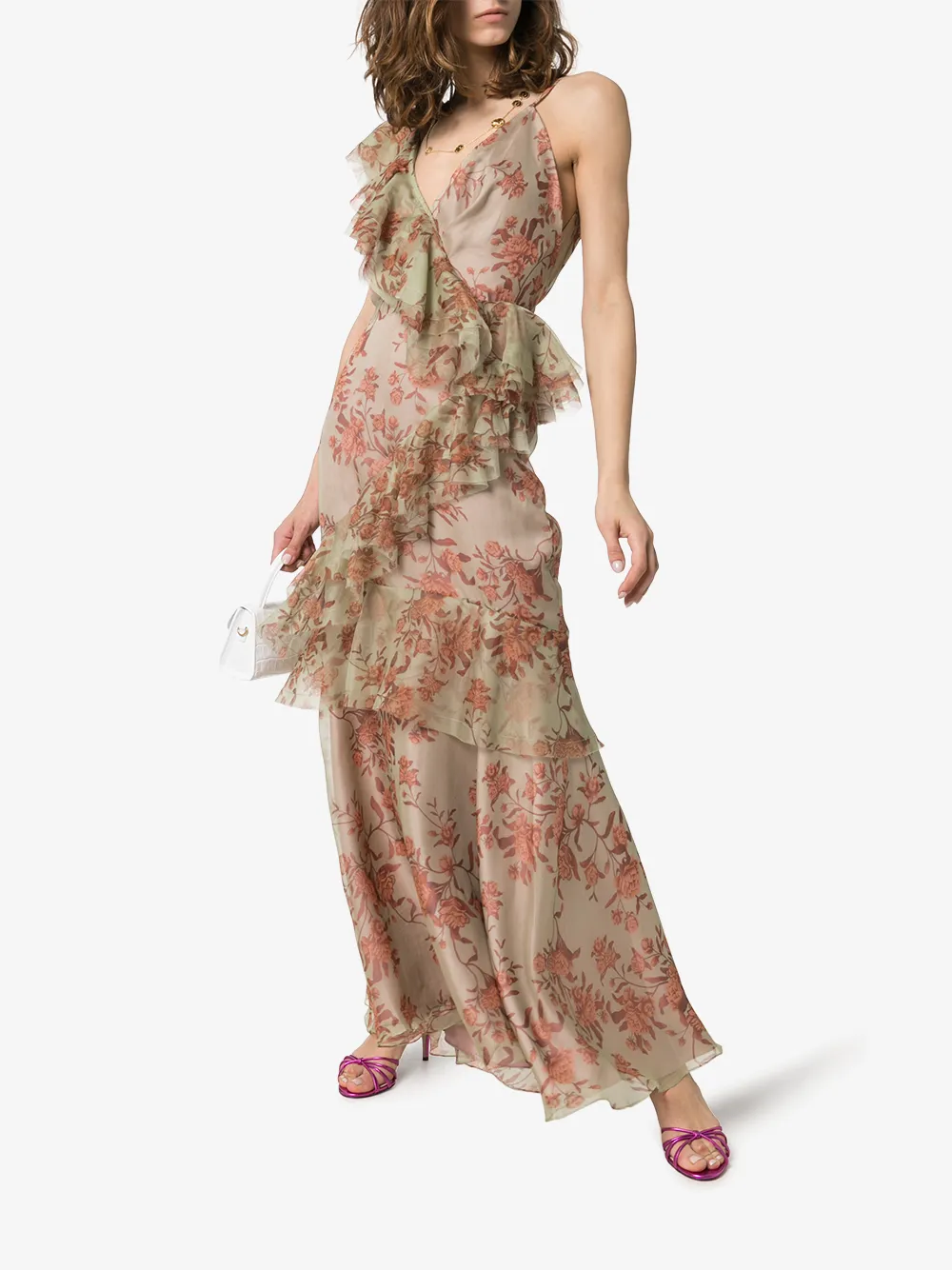 Johanna Ortiz Dresses JOHANNA ORTIZ BELLE OF THE BALL FLORAL PRINT RUFFLED SILK DRESS