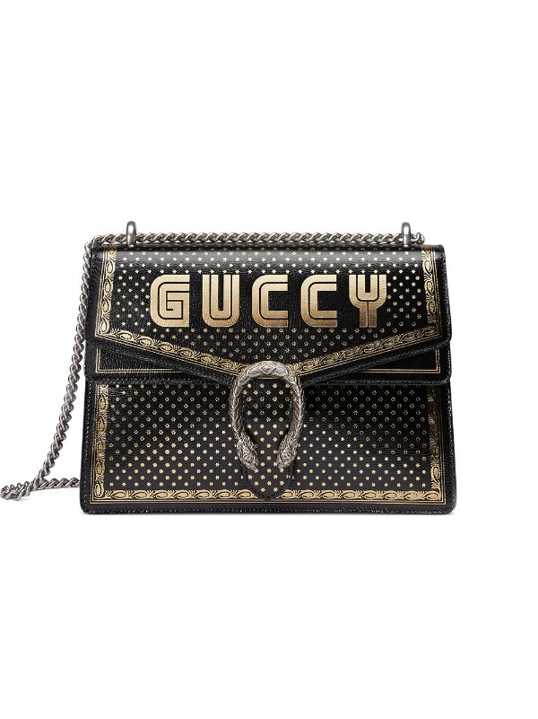 Gucci Black And Gold-Tone Medium Guccy 