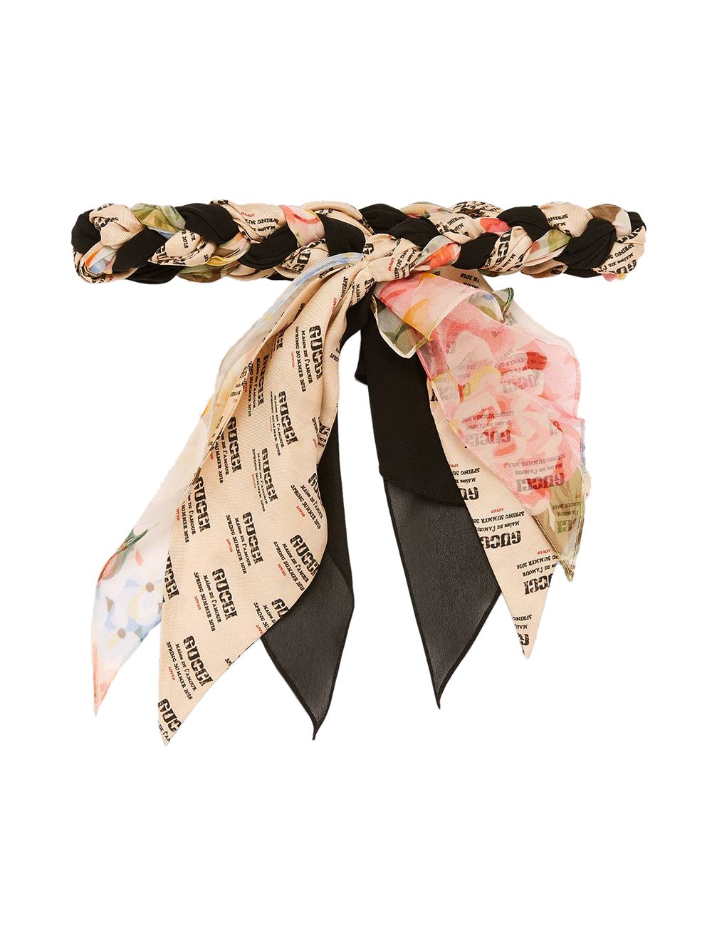 фото Gucci плетеная повязка на голову с цветочным принтом