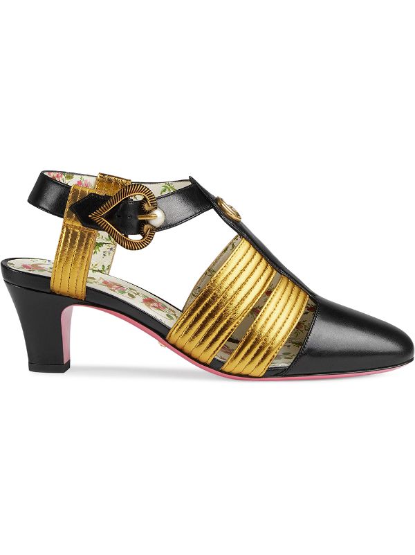 Gucci Leather mid-heel t-strap sandal 