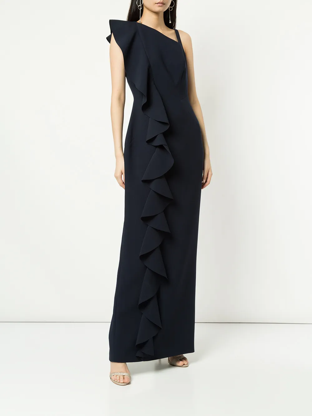 Rachel Gilbert Farah ruffle gown - Blauw