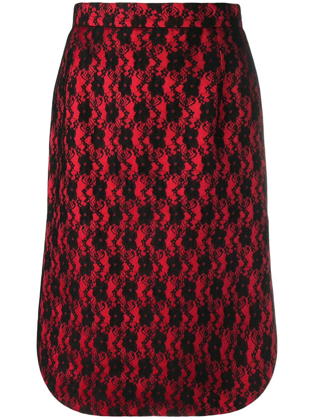 Christopher Kane Skirts CHRISTOPHER KANE LACE BONDED SATIN SKIRT - RED