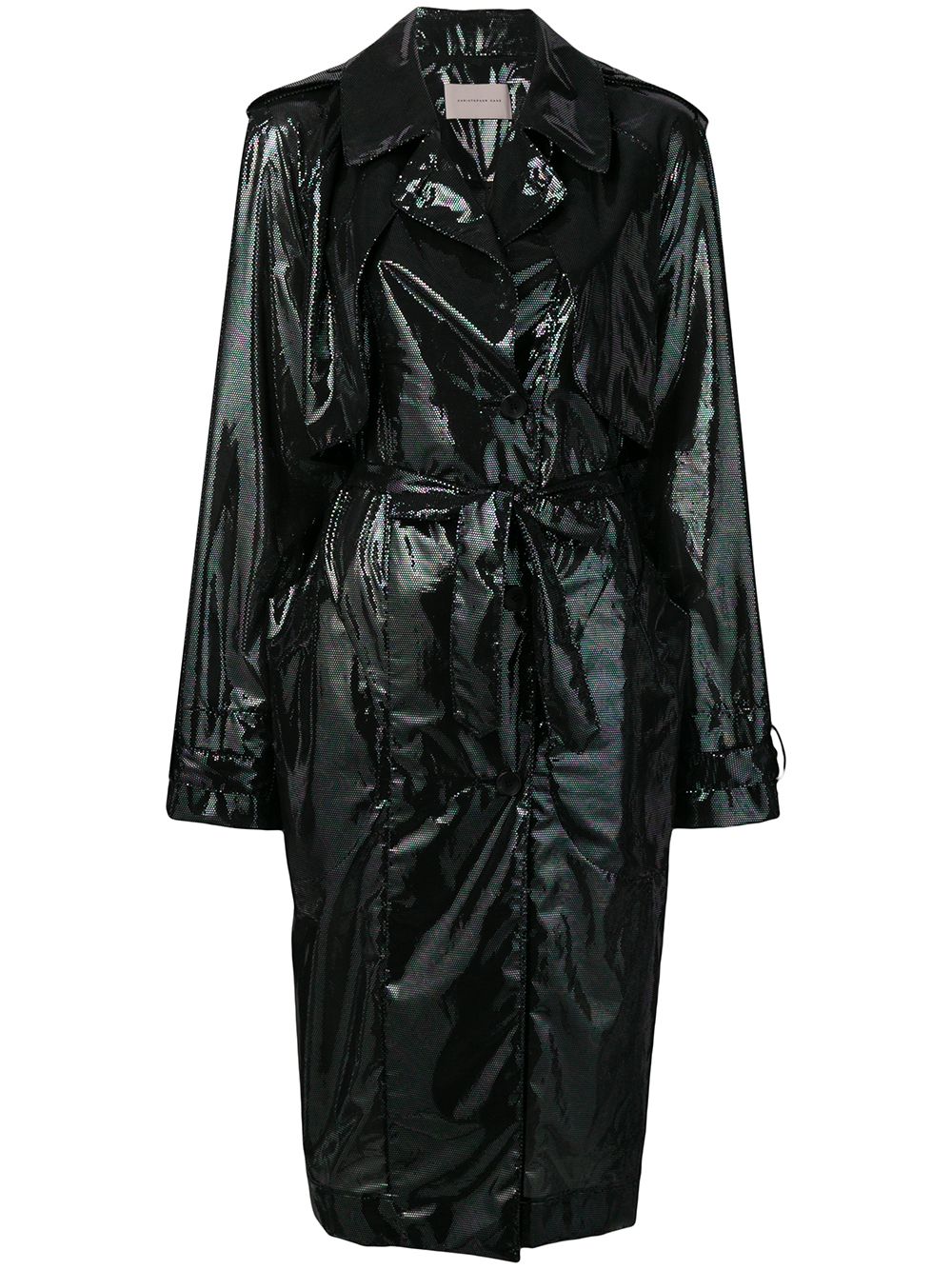 Shop Christopher Kane iridescent oil trench coat with Express Delivery ...