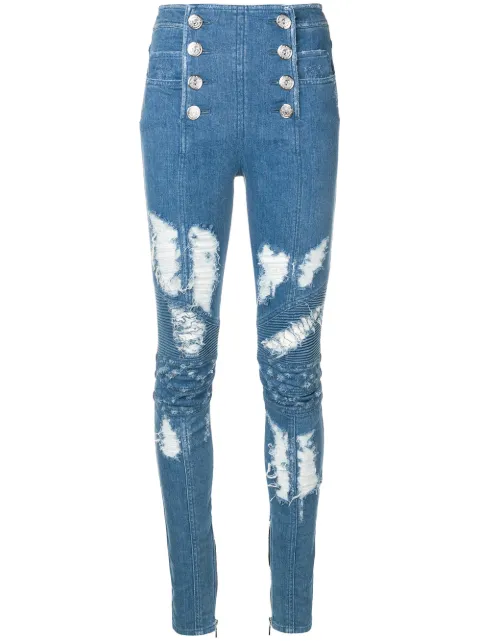 Balmain button-front skinny jeans
