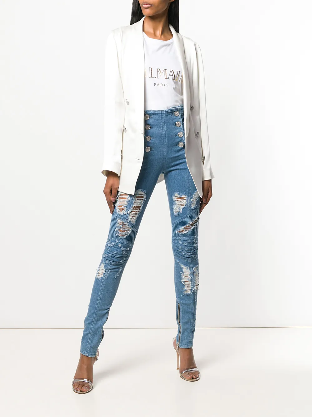 Balmain button-front skinny jeans - Blauw
