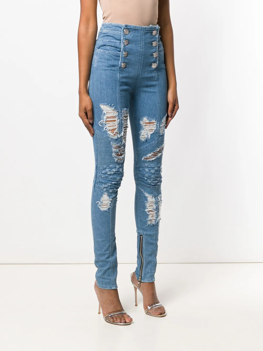 Balmain button-front skinny jeans Blauw